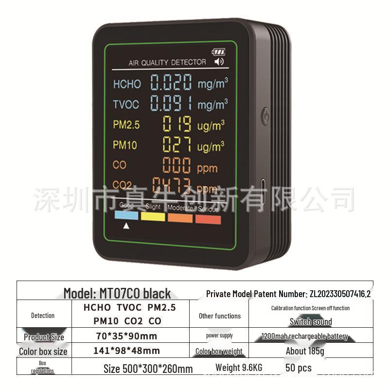 3-in-1 CO2, Temperature, and Humidity Detector with 2.8" LCD and LPG Infrared Sensor.
