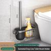 Wall-Mounted Soft Bristle Toilet Cleaning Set with Long Handle and Storage Rack