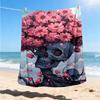 1pc Floral Skull Artwork Print Outdoor Blanket, Lightweight Polyester,