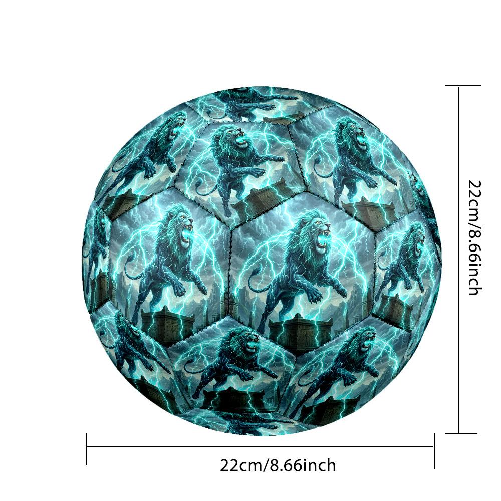 1pc Electric Lion Storm Theme Soccer Ball Football, Size 5, Lightweight PVC, Durable Outdoor Training Soccer Ball, Gift m61493