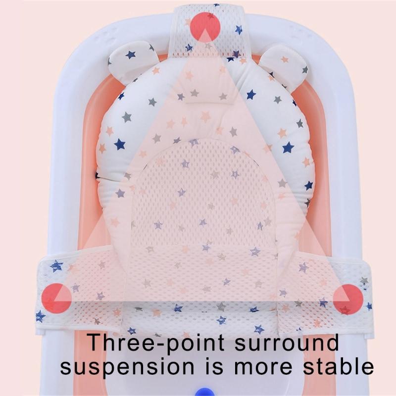 Gentle Baby Bath Support Shower Pad with Thickened Pillow Part for Head Neck and Back Stability During Bathing