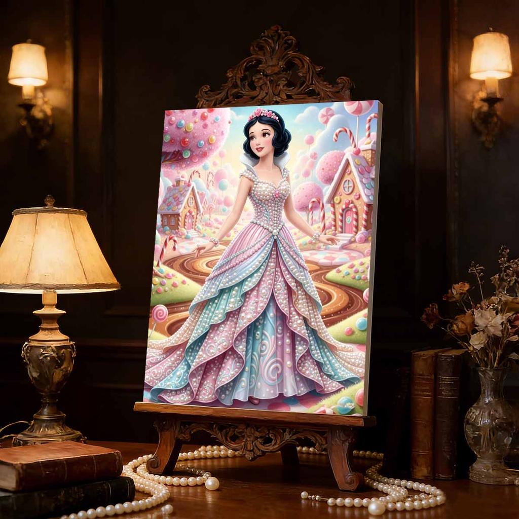 Candy House Snow White New Pearl-Inlaid Frameless Art | Handmade Pearl Craft, Candy House Lollipop Theme, for Sweet Fairy Tale Decor