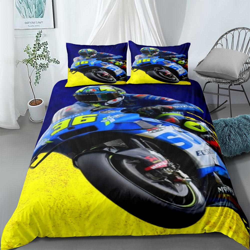 Motorcycle Rider Duvet Cover Set UK Single Double Queen US Twin Full King Size Bed Linen Set