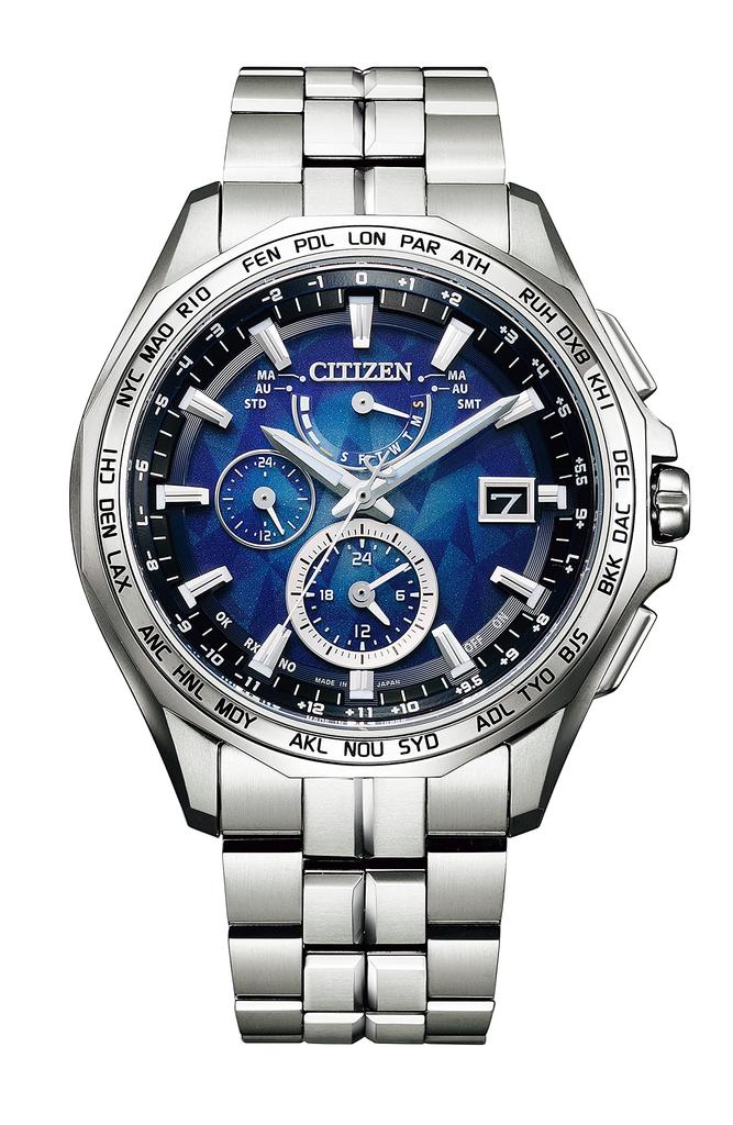 Citizen Attesa Wristwatch YELL ATTESA Watch with Double Direct Flight Limited To 900 Pieces Silver and Navy "CITIZEN COLLECTION" Eco-Drive