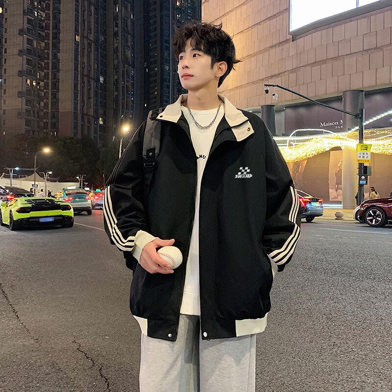 SWAMP AREA Unisex Retro Patchwork Baseball Workwear Jacket