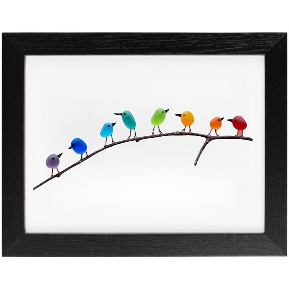 Sea Glass Rainbow Bird Ornament Wall Decoration Art Wall Hanging Birthday Gift Living Room Bedroom Ornament Decoration Crafts