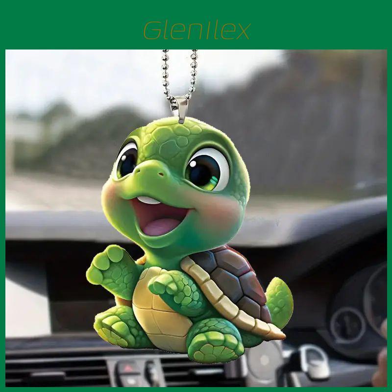 Adorable Cartoon Acrylic Turtle Pendant For Car Interior Decoration With Colorful Design