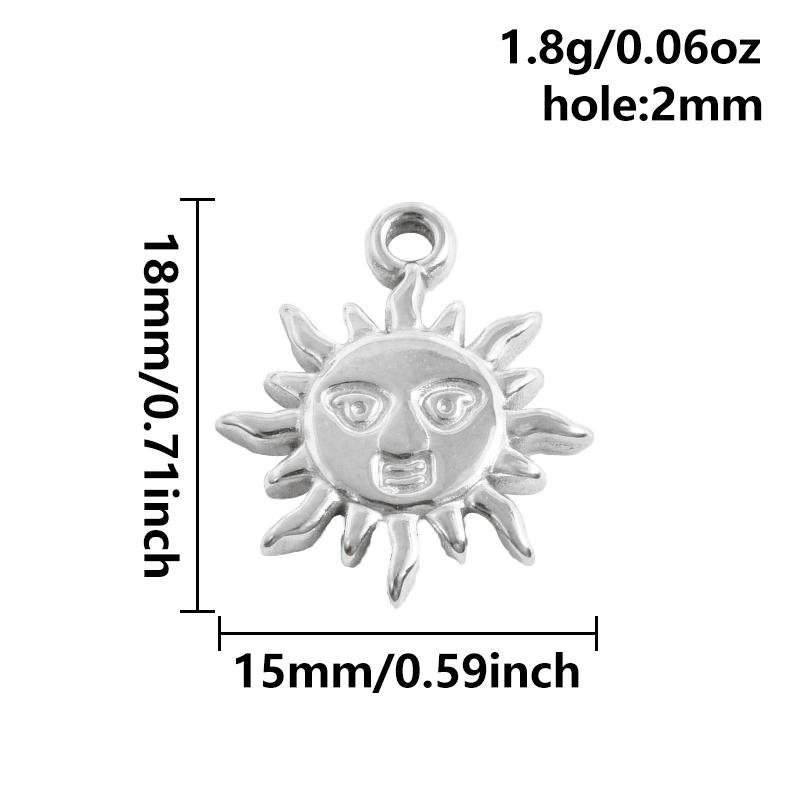 6pcs Steel Color Assorted Pendant Filligree Moon Sun Doji Charm Stainless Steel Charms For Jewelry Making Bracelets DIY Keychain