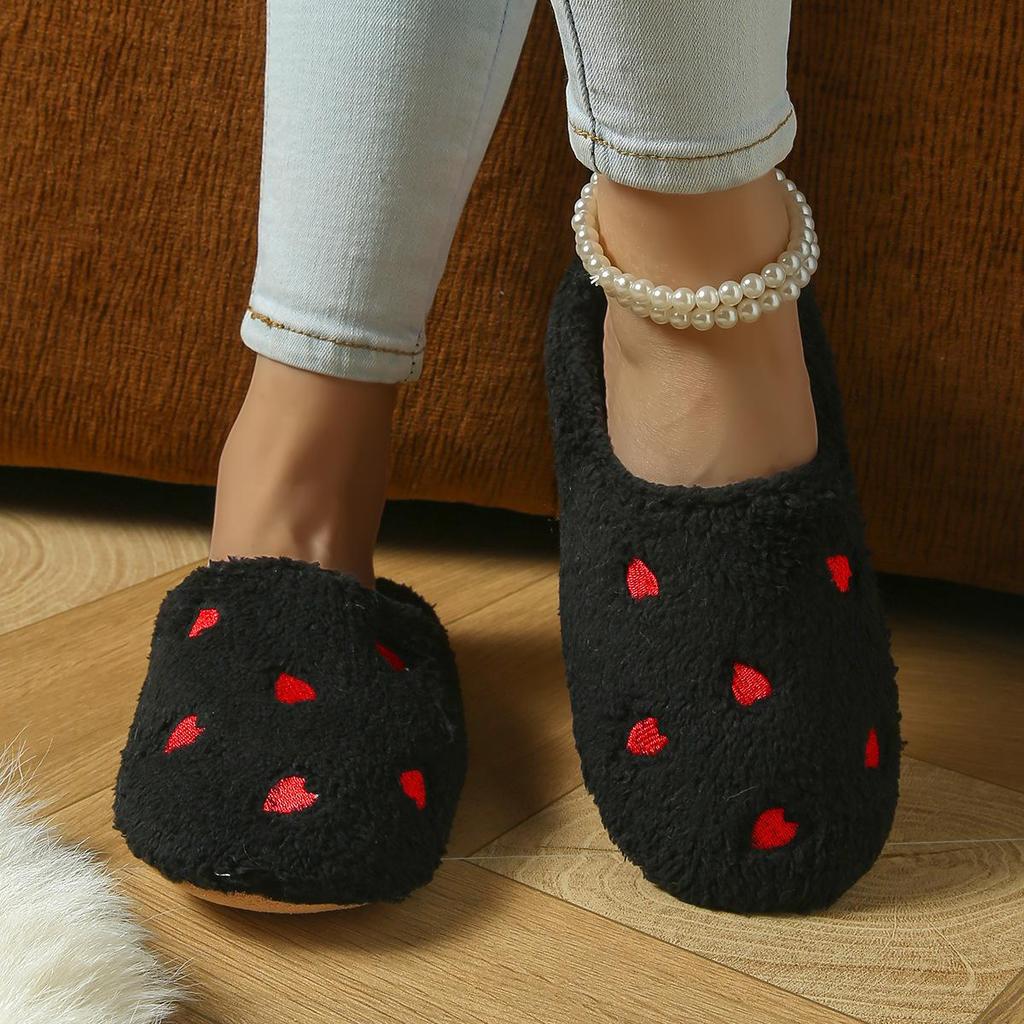 Women's Cozy Cartoon Cotton Slippers - Thick, Warm, Closed Toe for Fall/Winter