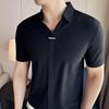 Men’s Summer Ice Silk Elastic Polo - Short Sleeve, Seamless, Thin Waffle Knit