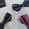 Fashionable Metal Corner Bowtie Men's Suit Shirt Double-layer Wedding Tailcoat Butterfly Tie Men's Accessories with Gift Box