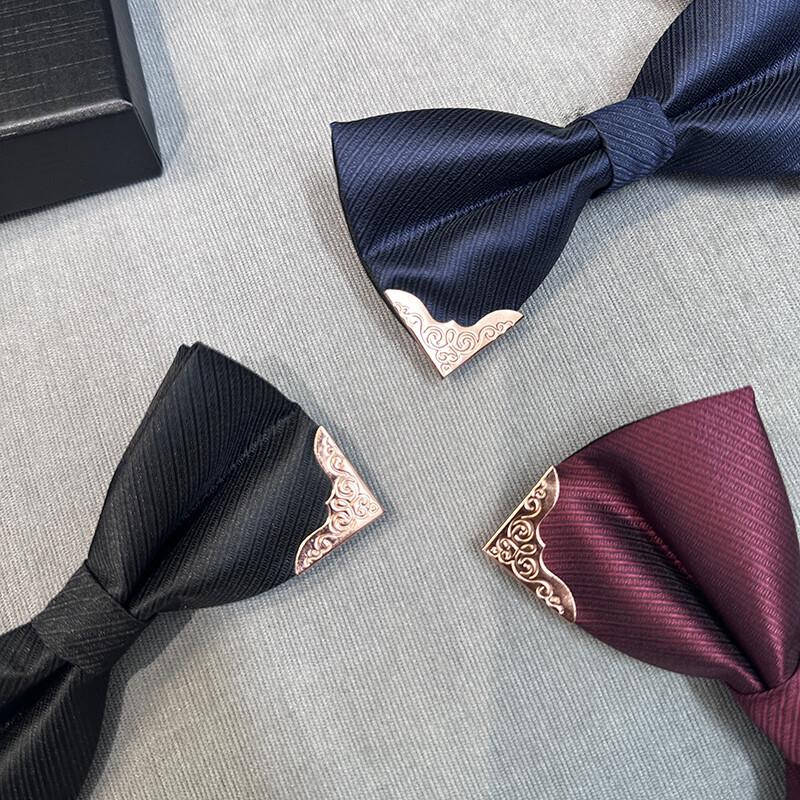 Fashionable Metal Corner Bowtie Men's Suit Shirt Double-layer Wedding Tailcoat Butterfly Tie Men's Accessories with Gift Box