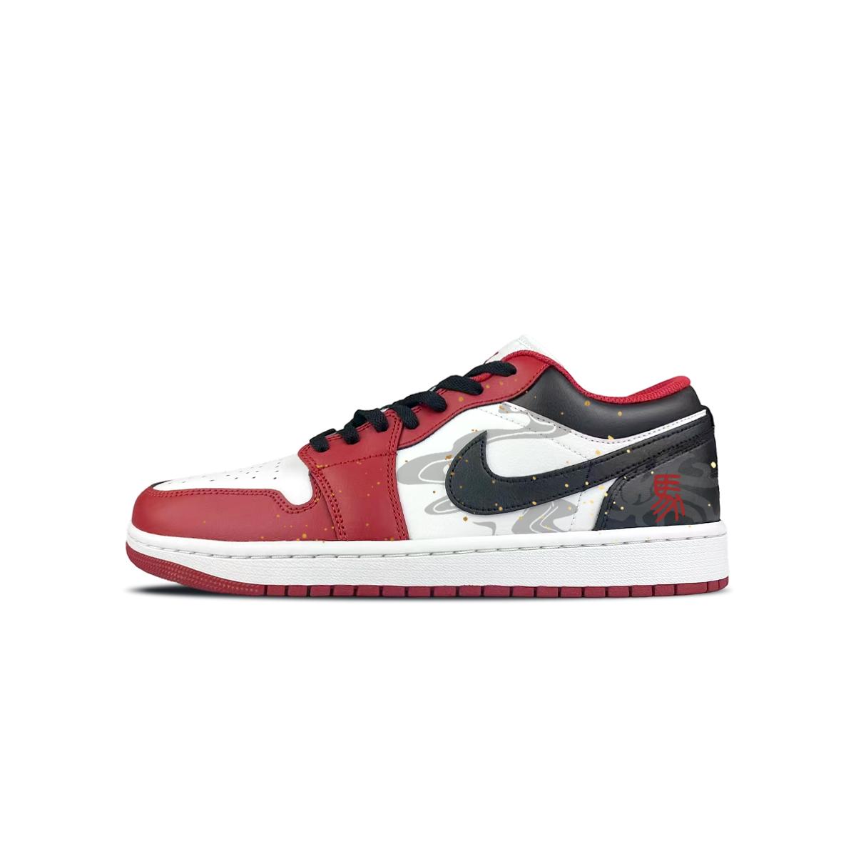 

Jordan Air Jordan 1 Abrasion Resistant Low top Vintage Basketball Shoes Unisex Red White Black 553558-166(Team401-) 42