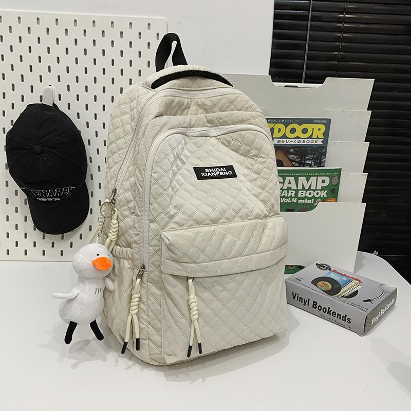 Schoolbag trendy brand schoolbag men's large-capacity high school students' cotton clothes rhombus backpack college students' thickened computer