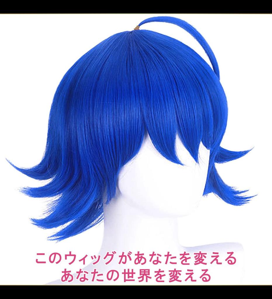 CaseEden Cosplay Wig, Short, 30cm, Heat Resistant, Blue Hair, with 2 Wig Nets Included