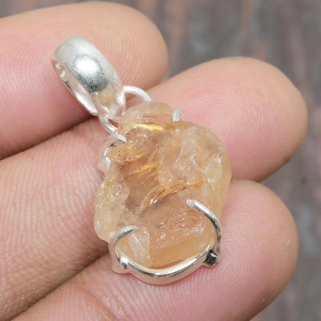 Citrine Crystal Gemstone Ručně vyrobený 925 Sterling Silver šperky přívěsek pro ni