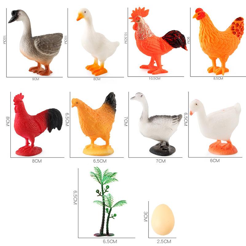 Simulation Poultry Farm Model Set, Pecking Rice Rooster Hen Duck Goose Ornament Model Toy