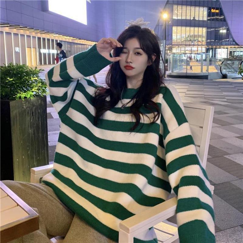 Striped Pullover Sweater Women Autumn Winter Warm New Korean