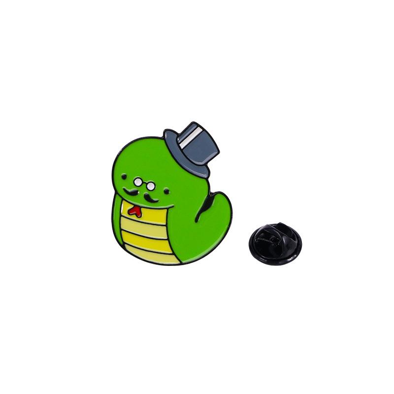 Original cartoon oil drop brooch cute snake gentleman shape small animal schoolbag decoration waist fixed