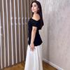 Women's Sleeveless Asymmetrical Neck Solid Color Top and Bodycon Long Skirt Set