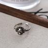 Unique Vintage Geometric Skull Zircon Ring For Women Adjustable Punk Fashion Accessory
