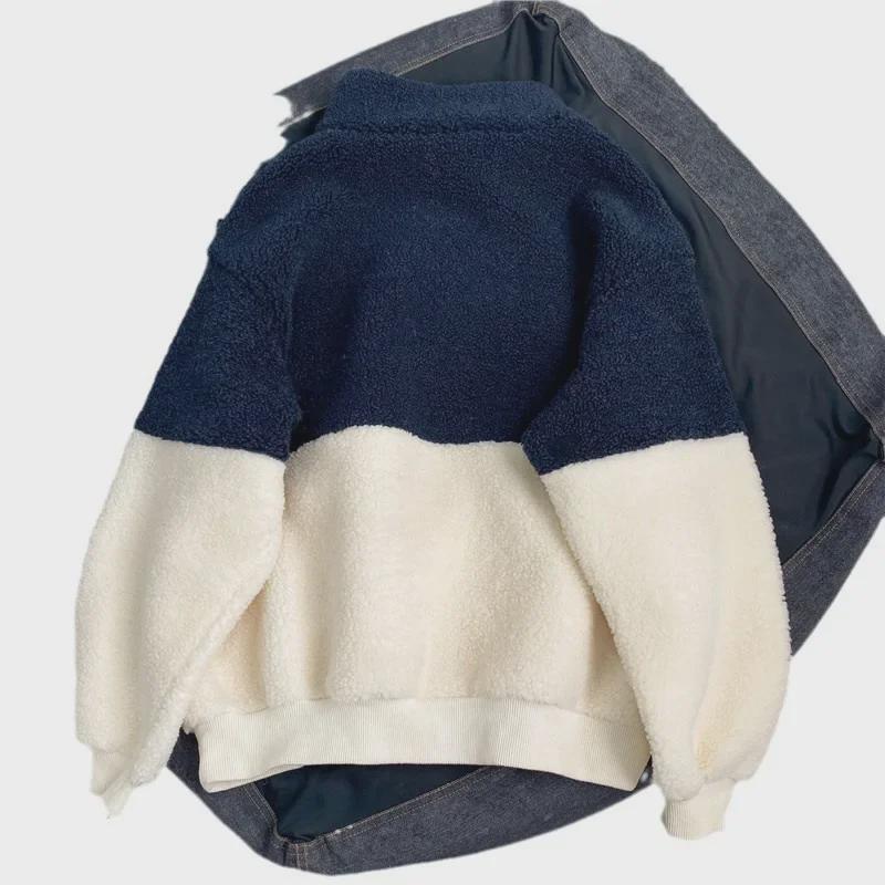 European & American Women's Lambskin Turtleneck Half-Zip Sweater: Autumn/Winter, Loose Fit, Korean Style.