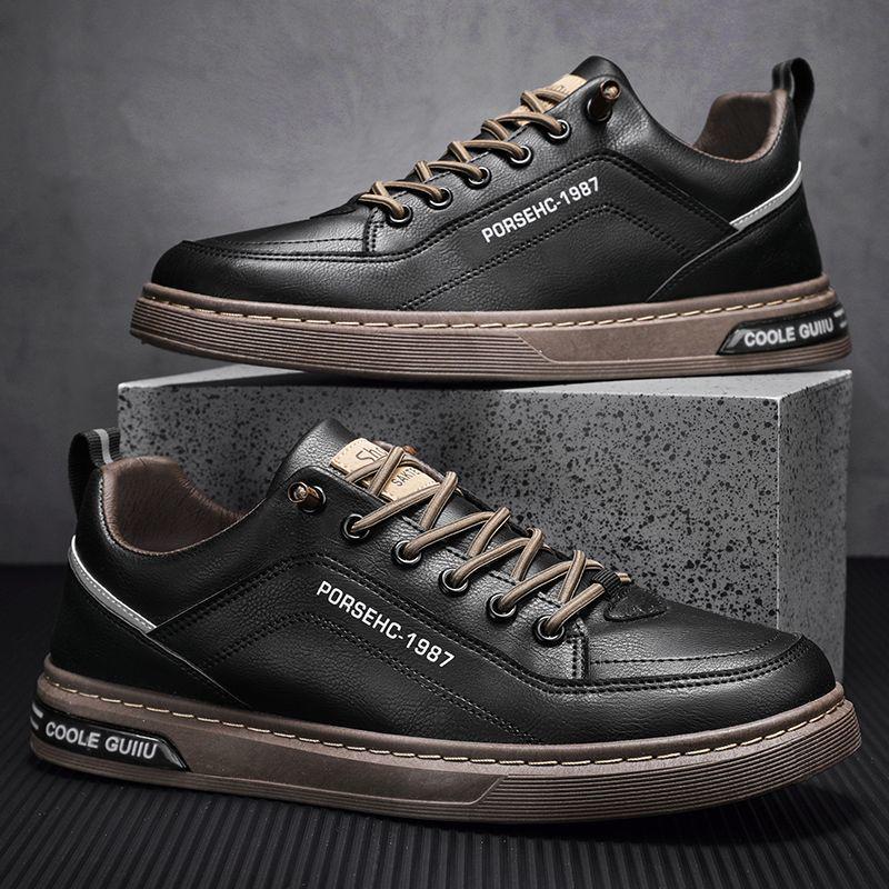 2025 Men's Winter Fleece-Lined Casual Leather Martin Boots - Mid-Top Autumn Work Shoes