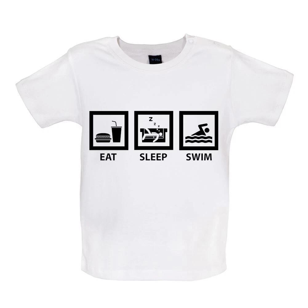 

Eat Sleep Swimming - Kids Baby Kids Boys Girls Unisex T-Shirt / Bodysuit - Swimmer Swimming Freestyle Water 140