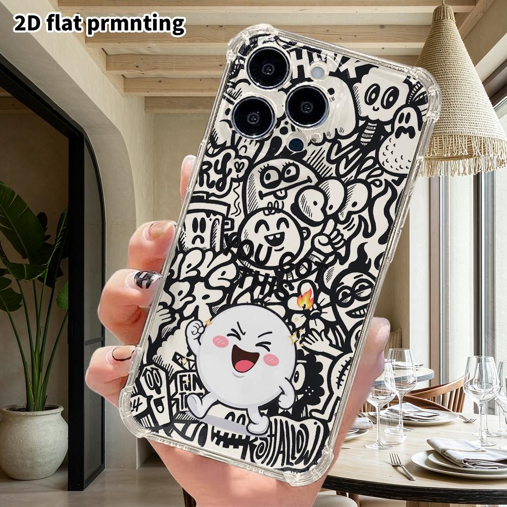 Phone Case: 2D Flat Suitable for iPhone 18 17 16 15 14 13 Pro, Transparent Four Corner Protective Case, Cheerful Vibes, Christmas and Halloween Gift