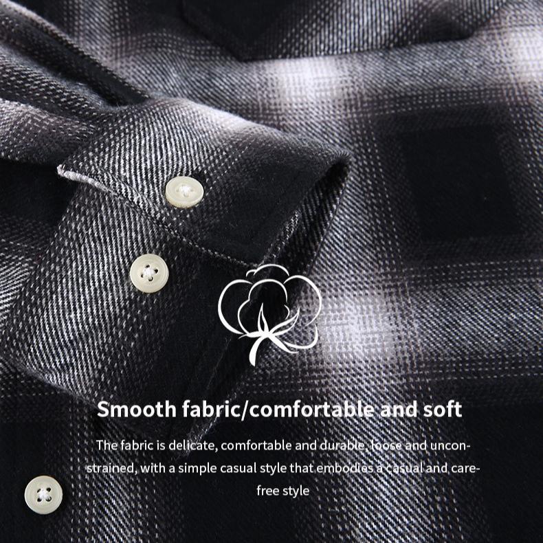 Hooded Flannel Shirt Jackets for Men Long Sleeve Loose Fit Button Down Work Shirts Outwear Men's Casual Plaid Heavyweight Hoodies Shirt With Pockets