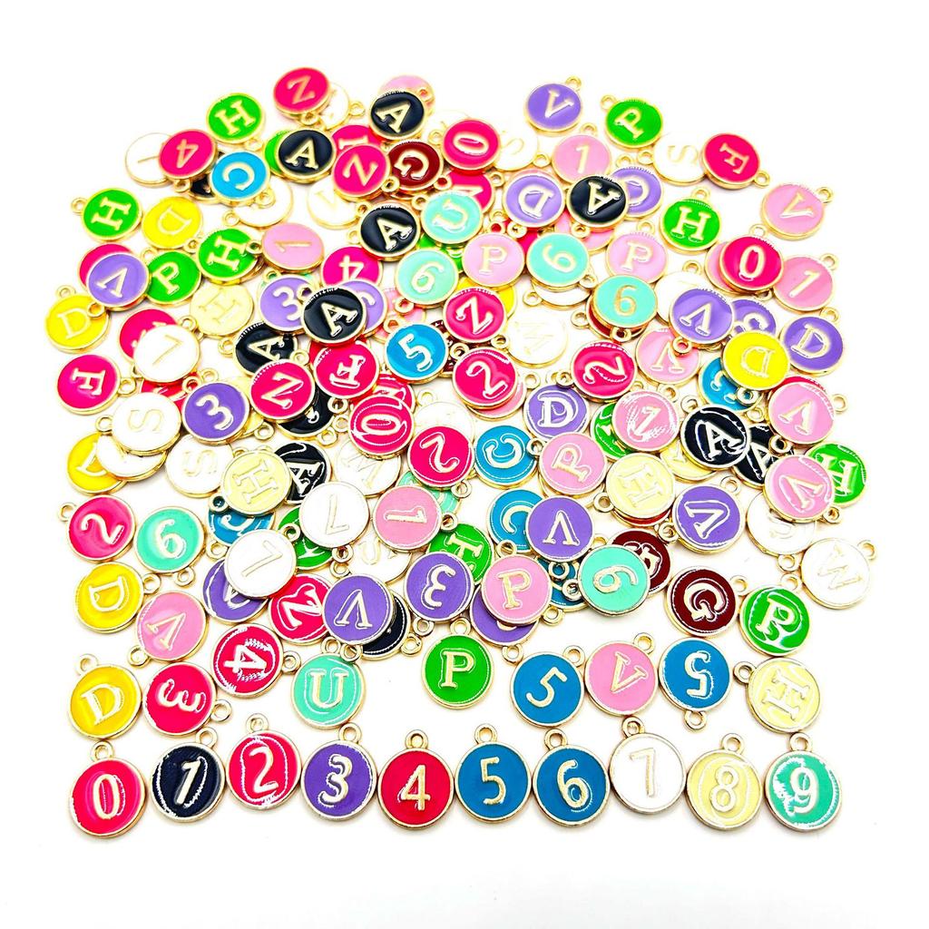26-Piece A-Z Double-Sided Oil Drop English Letter Pendants for DIY Jewelry & Bracelets