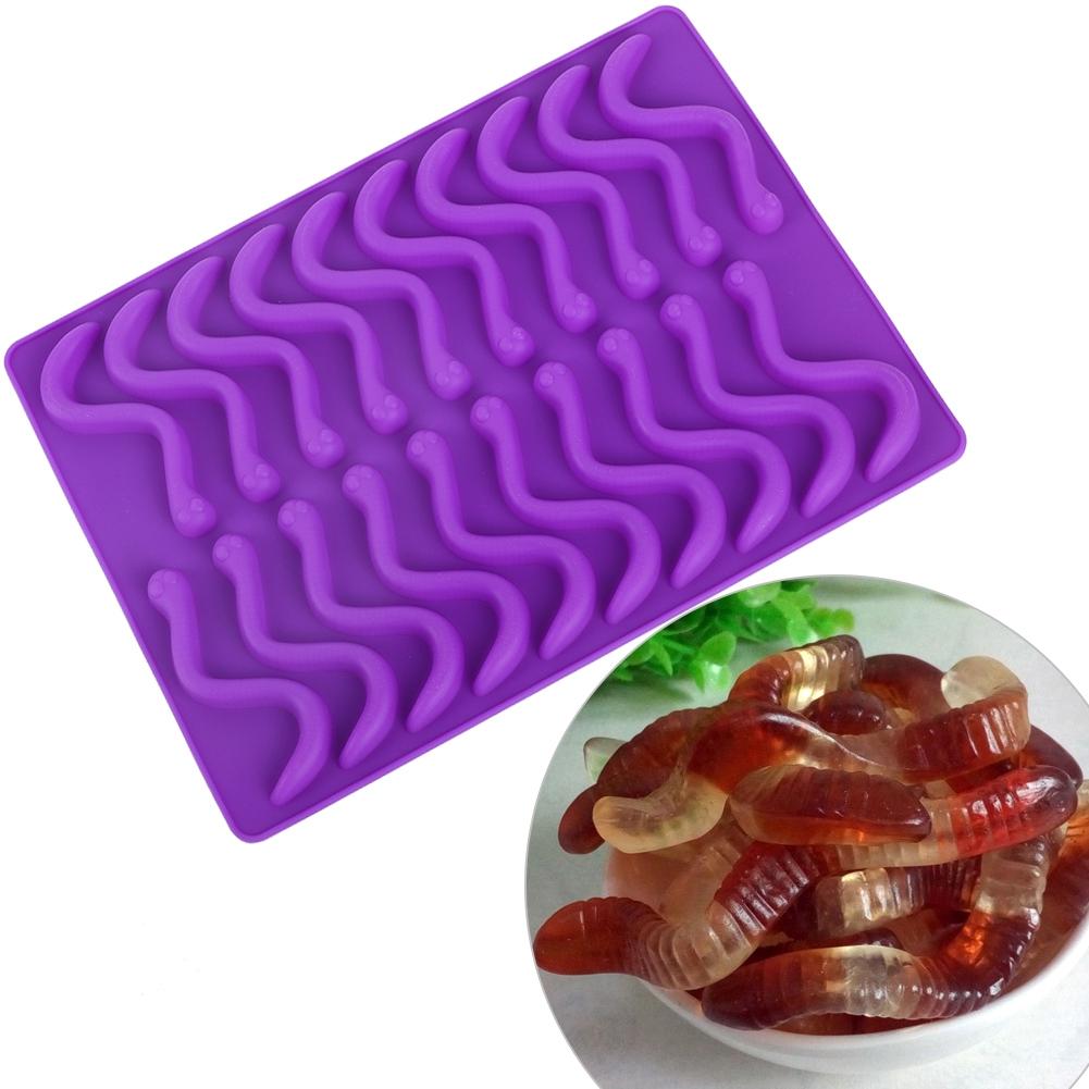 

20 Compartments Gummy Worms Silicone Mold for Chocolate Candy Gummy Cake with Dropper