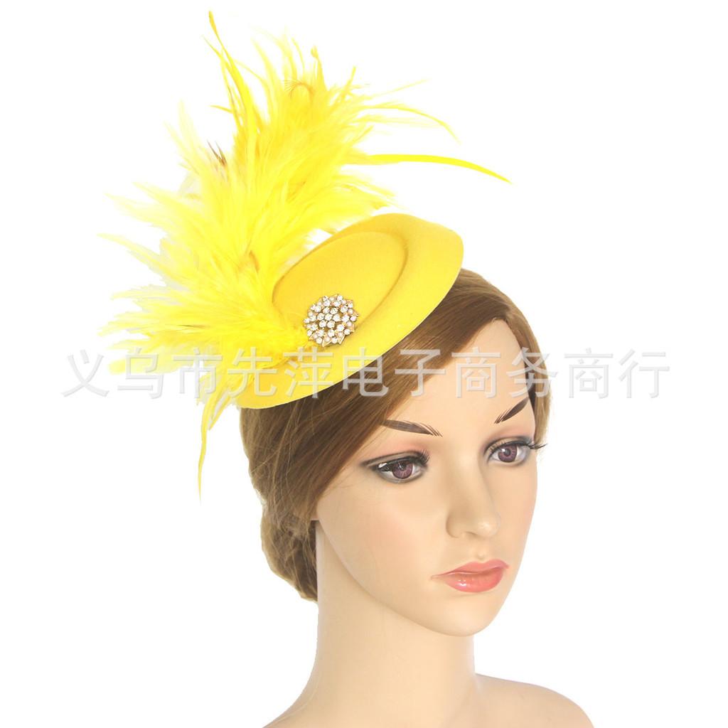 Vintage Bridal Hat With Feather Decor For Wedding And Cosplay