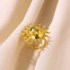 Stainless Steel Exaggerated Sunflower Ring For Women Men Fashion Gold Color Punk Flower Open Rings Romantic Jewelry Gift Anillos