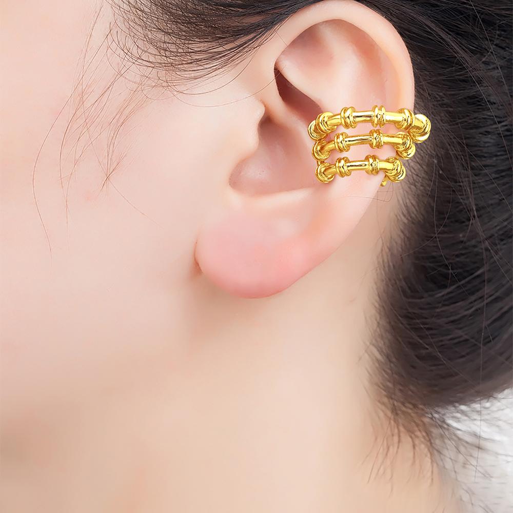 Nidin New Retro Simple Style Multilayer Ear Clip Earrings 3 Styles For Women Copper Ear Jewelry Engagement Wedding Party Gifts