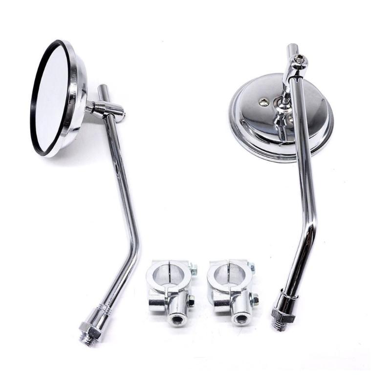 Broad View Retro Style Motorcycle Rearview Mirrors with Easy Installation and Broad View for Safe Commuting Easy Mounting