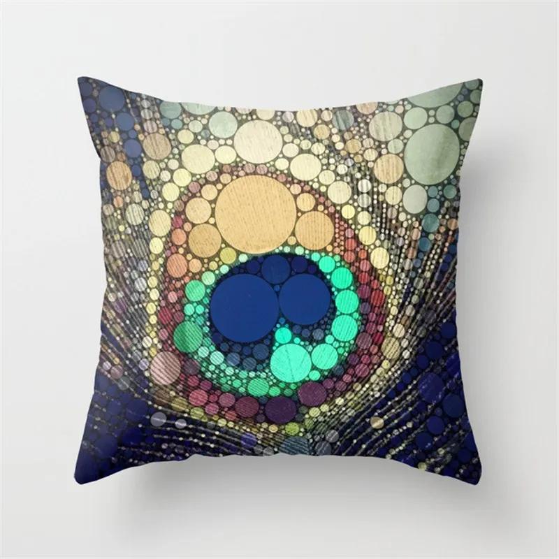 Luxury Peacock Pillow Cover High Quality Printed Home Sofa Cushion  Hotel Coffee Bar Throw
