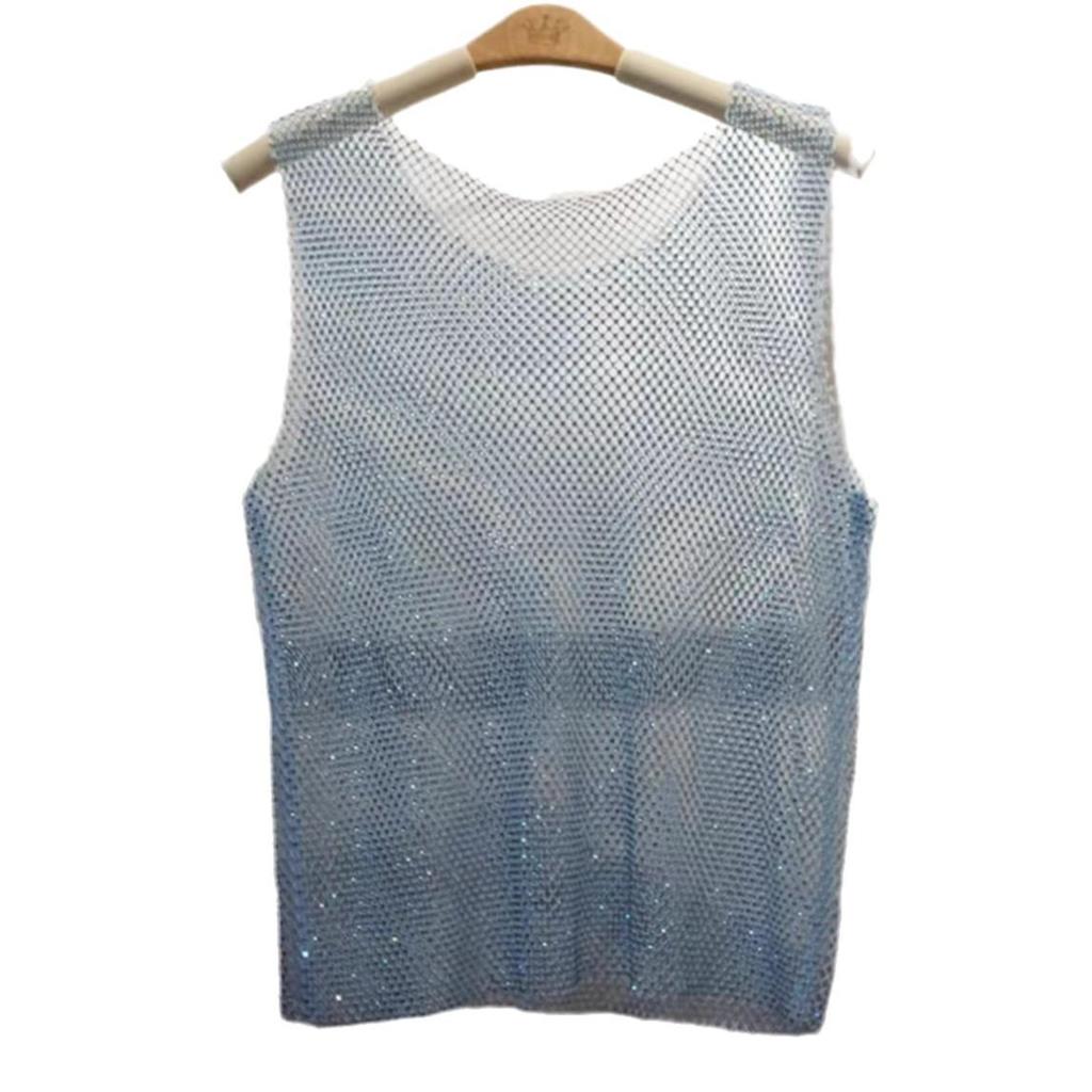Summer Rhinestone Mesh Bralette Tank Top