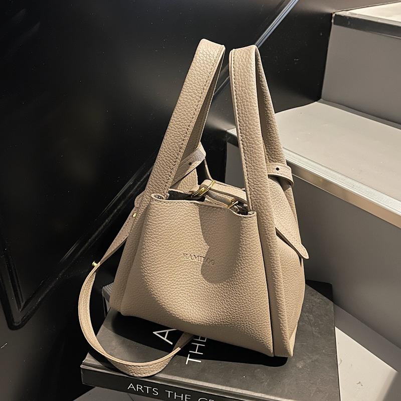 Tasche Damen neue Frühjahrsmode Litschi-Muster weiches Leder Bucket Bag schlicht und vielseitig Pendler Single Shoulder Mutter und Kind Tasche