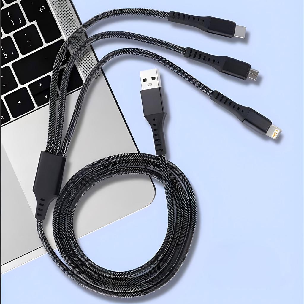 3-in-1 USB-Kabel Micro-USB Typ-C Ladekabel für iPhone 14 13 12 Huawei Honor Xiaomi 13 ViVo Oppo Datenkabel