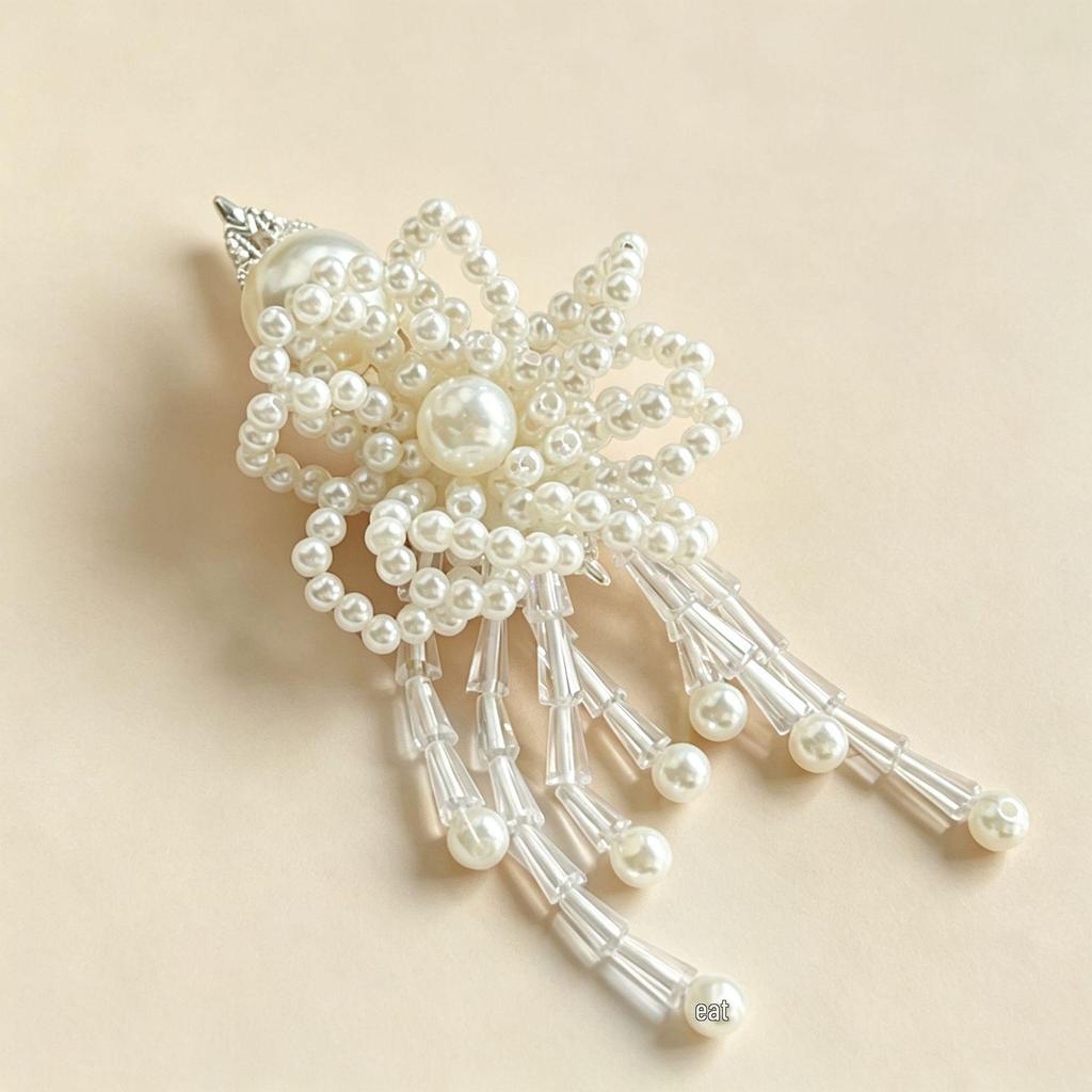 Elegant Pearl Flower Hair Clip for Women - Exquisite High-End Hair Accessory for Bangs