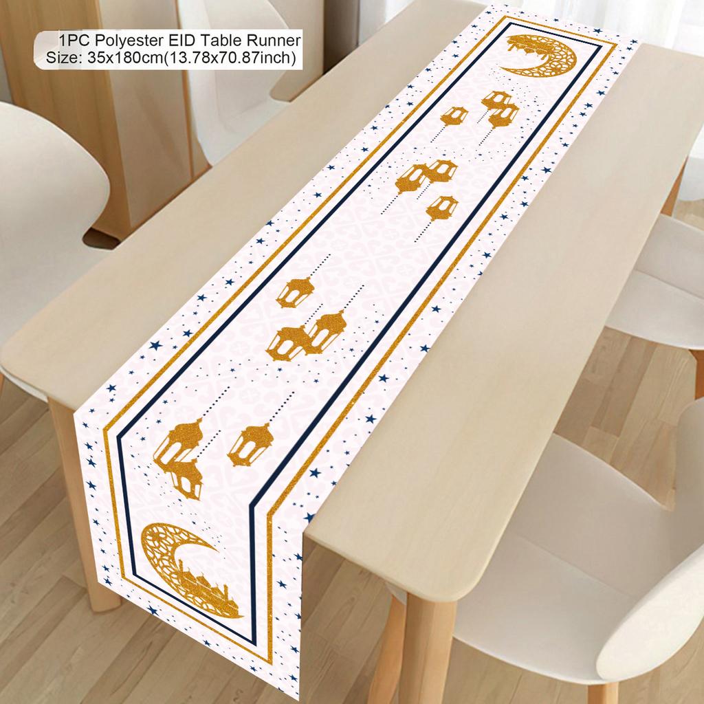 Ramadan Table Runner Eid Mubarak Polyester TableRunner Ramadan Decor for Home 2025 Ramadan Kareem Islamic Muslim Party Supplies