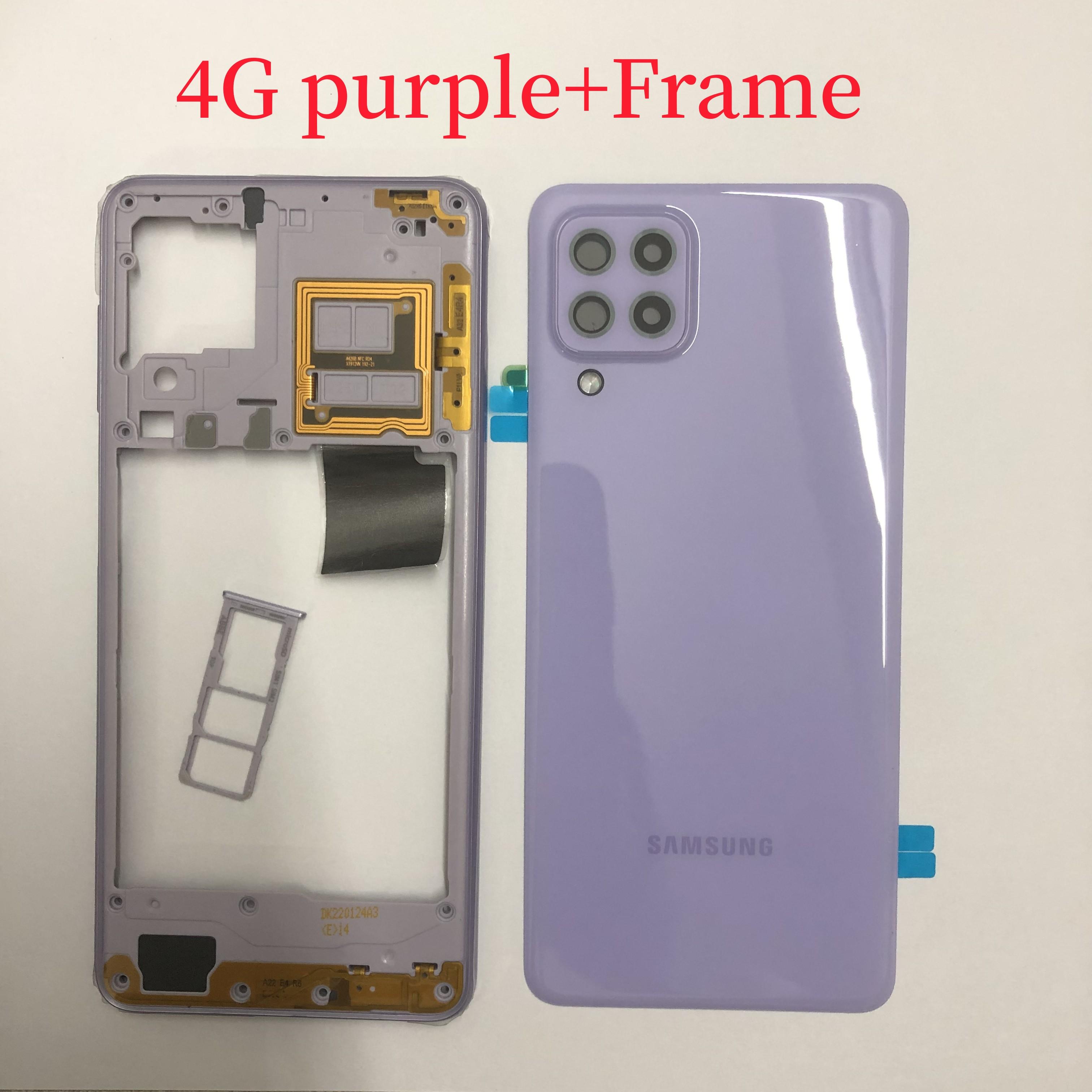 

Оригінал для Samsung Galaxy A22 4G 5G A225 A226 Задня кришка батареї Дверцята Задня частина корпусу Запасні частини Повний корпус посередині Purple A Set 4G