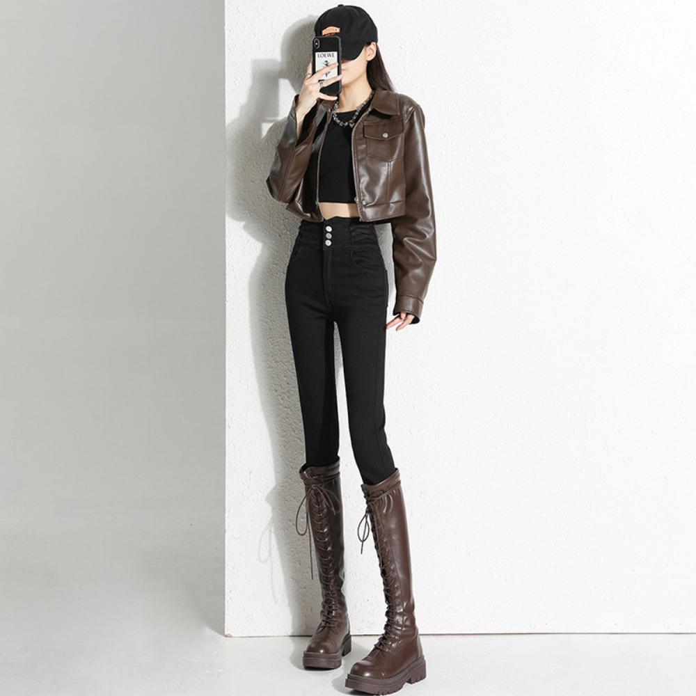 High-waisted Jeans Women's Autumn and Winter 2025 New Elastic Design Feeling Thin Spice Girl Pants Pencil Pants