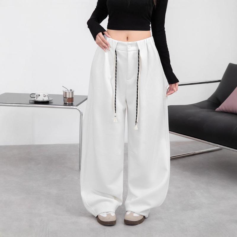 Wide-leg pants women's spring and autumn new high-waisted loose straight casual drape lazy wind scimitar sports pants