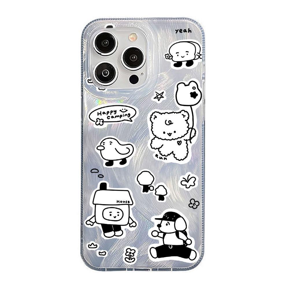Sticker Wind Bear for iPhone17promax Apple 16 Laser Mobile Phone Case 14 Cartoon 13 Large Hole 15