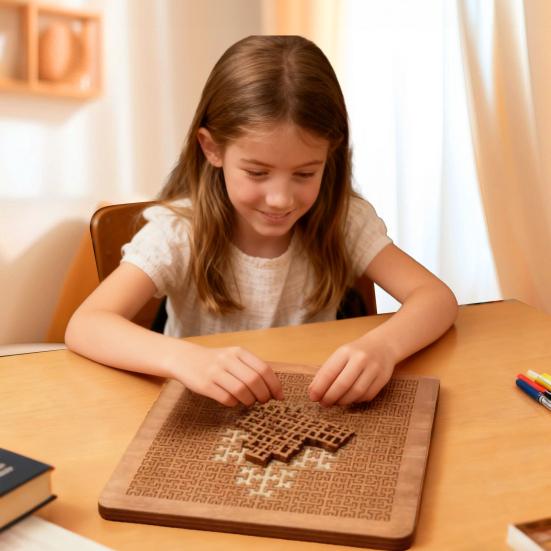 Wooden Fractal Tray Jigsaw Puzzle with Frame Reverse Thinking Impossible Difficult Puzzle Challenge Game Kids Adults Educational Irregular Puzzle Toy