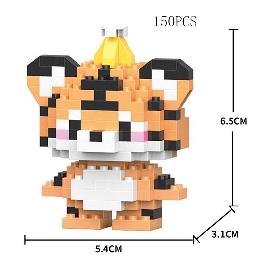 Micro Diamond Blocks Mini Animals Classic Pet Tiger Lion Model Building Creative Bricks Kids Toys Cartoon Elephant Bear Horse