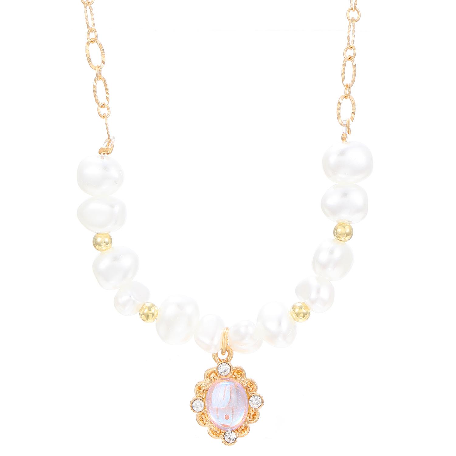 Французская ретро геометрическая подвеска, инкрустированная бриллиантами, жемчужное ожерелье, элегантный темперамент, новая цепочка на ключицу, модное и высококлассное ожерелье.