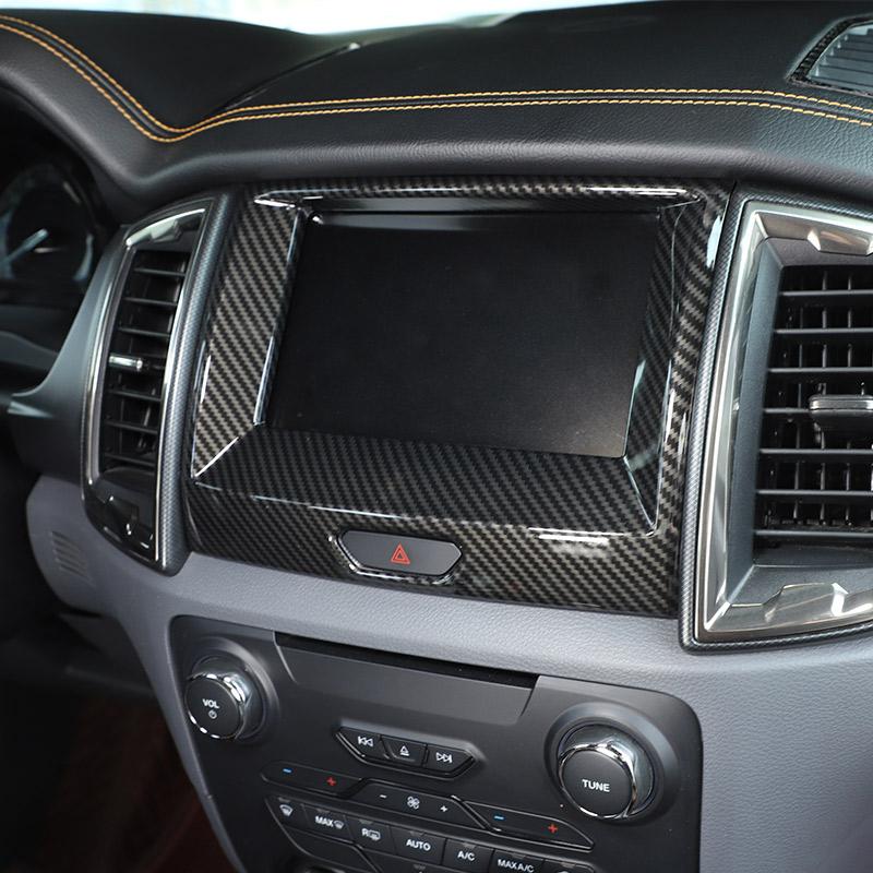 ABS Carbon Fiber Car Center Control Navigation Decorative Frame Sticker For For Ford Ranger Wildtrak 2015-2025 Car Accessories